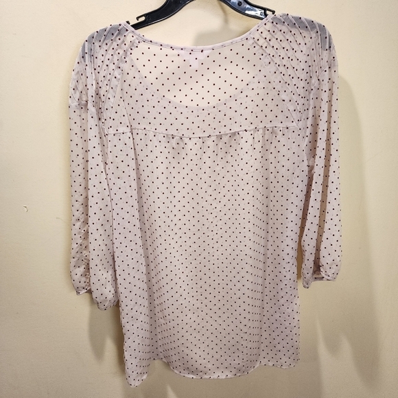 LC Lauren Conrad Cream and Red Polka Dot light weight blouse size L fits M - Picture 6 of 12